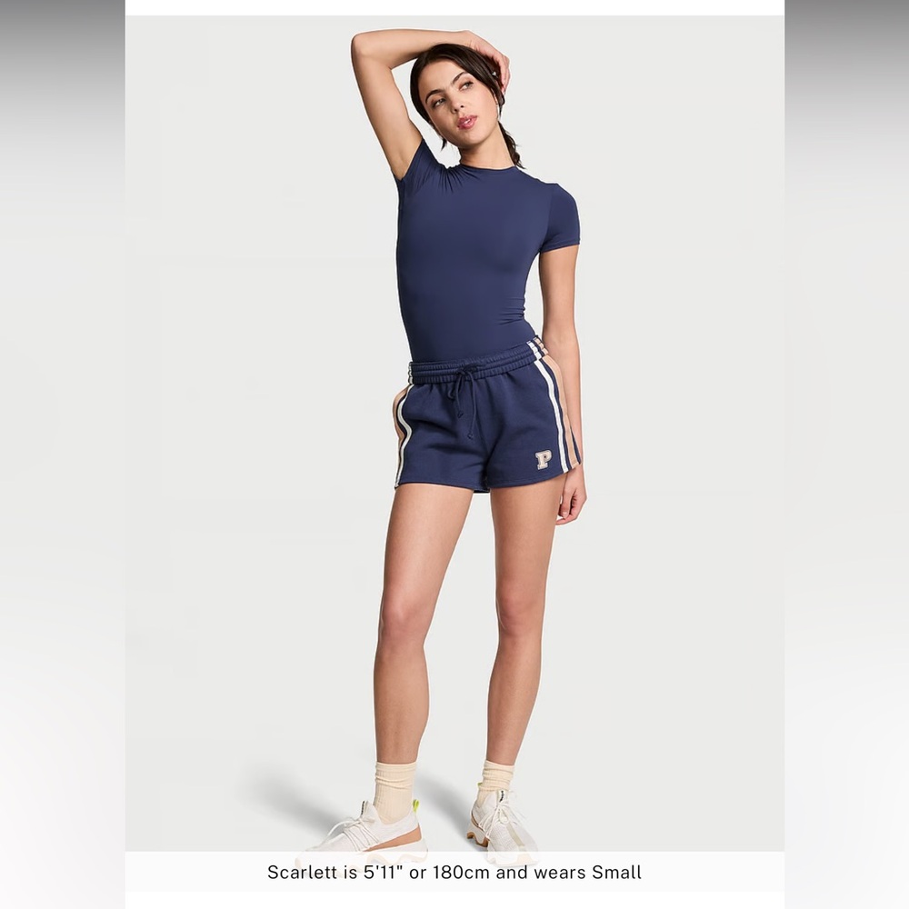 PINK IVY FLEECE RELAXED SHORTS midnight blue  small